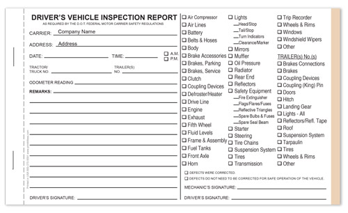 Free Printable Driver Vehicle Inspection Report Form PRINTABLE TEMPLATES