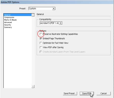 Illustrator Form Tut - Deselect Editing Capabilities for PDF Format Illustrator Form Tut - Deselect Editing Capabilities for PDF Format