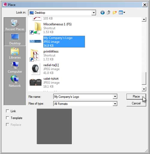 Illustrator Form Tut - Selecting Logo to Place on Artboard Illustrator Form Tut - Selecting Logo to Place on Artboard