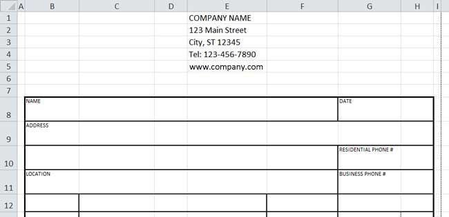 New Customer Form Template Excel from www.printit4less.com