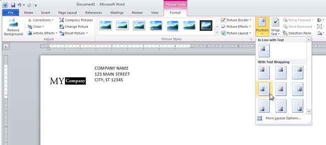 Word Env #10 Tutorial -Select Position in Middle Left