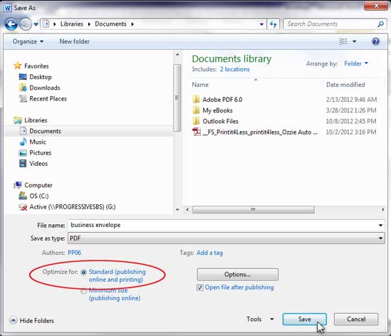 Word Env #10 Tutorial - Optimize PDF for Print