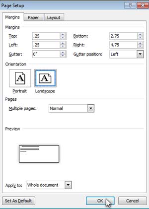 Word Env #10 Tutorial - Change Margins