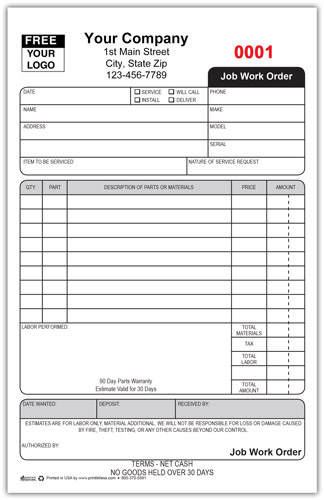 Appliance Repair Work Order Form
