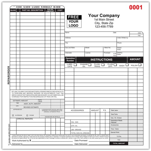 Auto Service Form