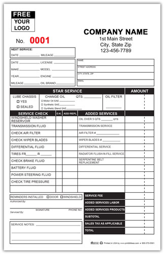 Multipart Oil Change Forms