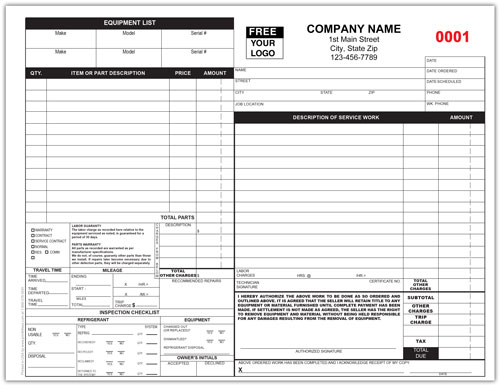 Air Conditioning Repair Invoice