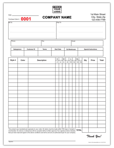 Apparel Purchase Order Form