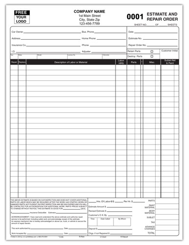 Free Auto Body Repair Estimate Templates Printable Templates