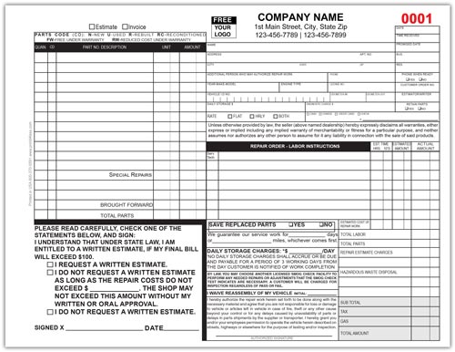 California Automotive Service Form