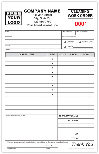 Cleaning Work Order Invoice