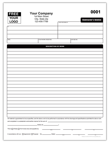 Contractors Invoice Form