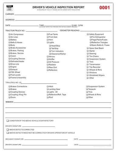 Drivers Vehicle Inspection Form