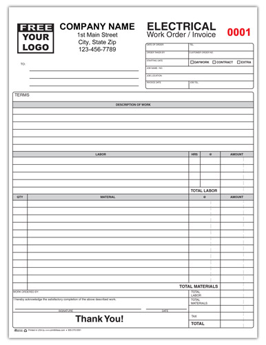 Electrical Contractor Invoice Form