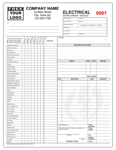 Electrical Work Order-Invoice Form