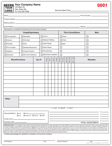 Floor Cleaning Work Order Form