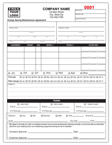 HVAC Energy Saving Contract Form