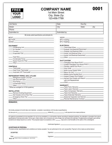 Hvac Bid Proposal Form Printit4less