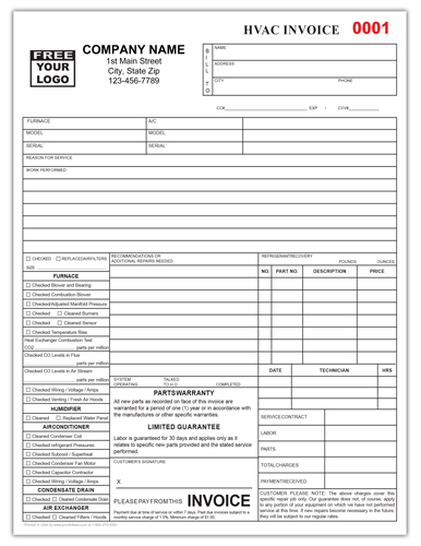 HVAC Repair Service Checklist Form