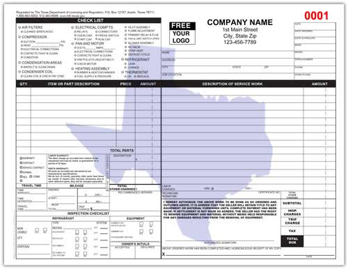 Texas HVAC Service Invoice Form