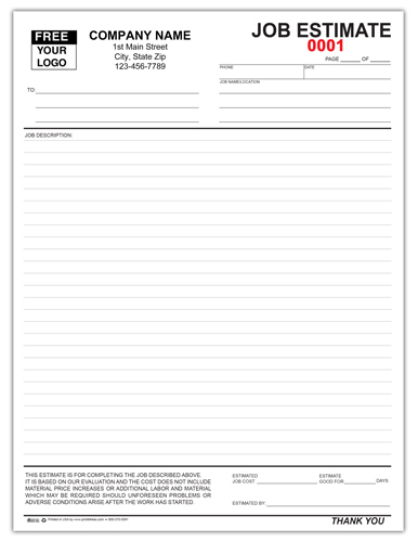 Job Estimate Form