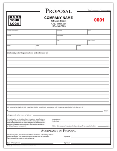 Proposal Form for Contractors