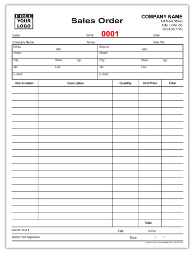 Sales Order Form