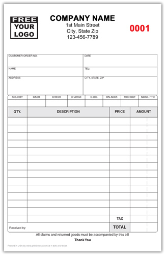 Sales Receipt Invoice form