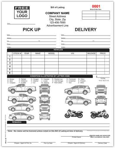 Vehicle Transport Bill of Lading