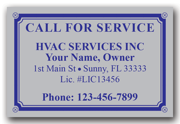 HVAC Call Label HVAC Call Label