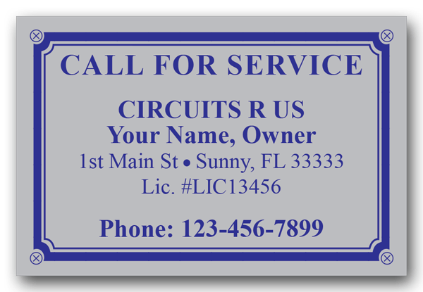 Electrical Service Call Label
