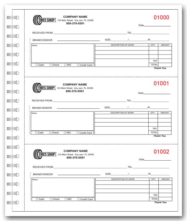 Cash Receipt Book for Tire Shops Cash Receipt Book for Tire Shops