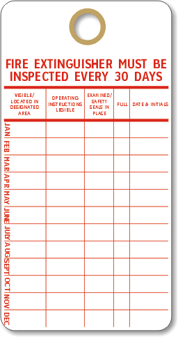 Fire Extinguisher 30 Days Inspection Tag Printit4less Com Printit4less