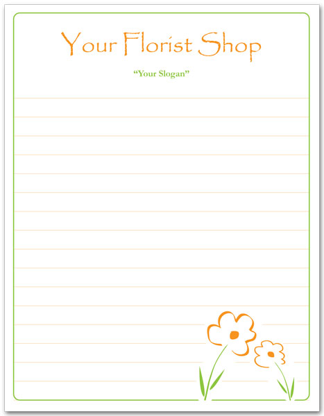 Full Page Florist Shop Notepad