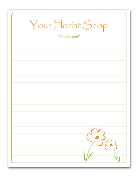 Half Page Florist Shop Notepad