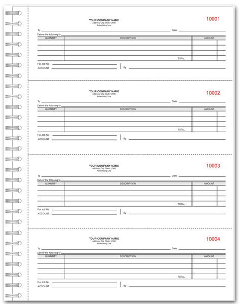 Purchase Order Book - 4 up