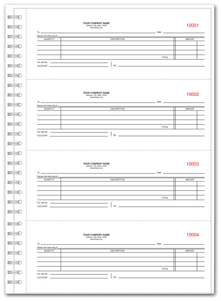 Custom Purchase Order Book - 4 up