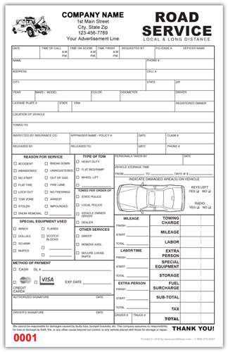 Custom Road Service Ticket