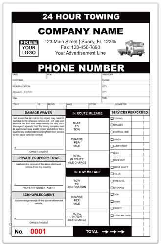 Custom Road Service Towing Invoice