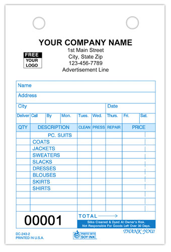 Dry Cleaning Receipt