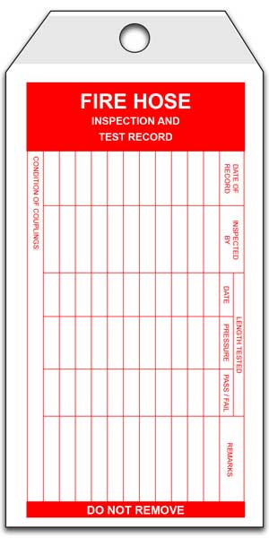 Fire Hose Inspection Tag Fire Hose Inspection Tag