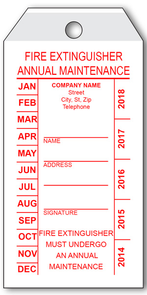 Fire Extinguisher Annual Tag Fire Extinguisher Annual Tag