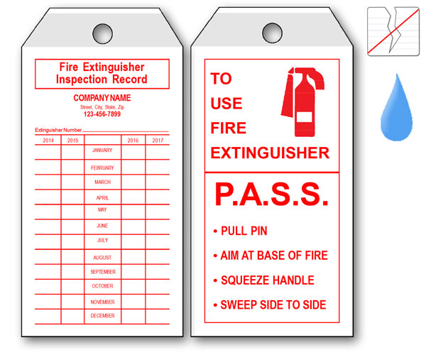Fire extinguisher Inspection Record Tag | Printit4less.com ...