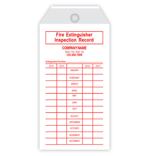 Fire Extinguisher Inspection Record Tag - Second Side