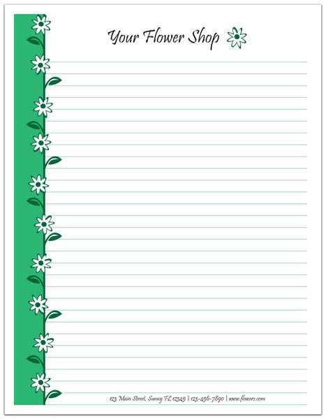 Full Page Floral Shop Notepads
