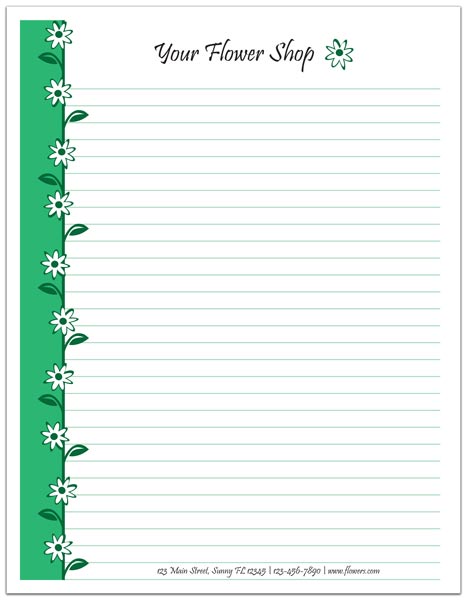 Full Page Floral Shop Notepads