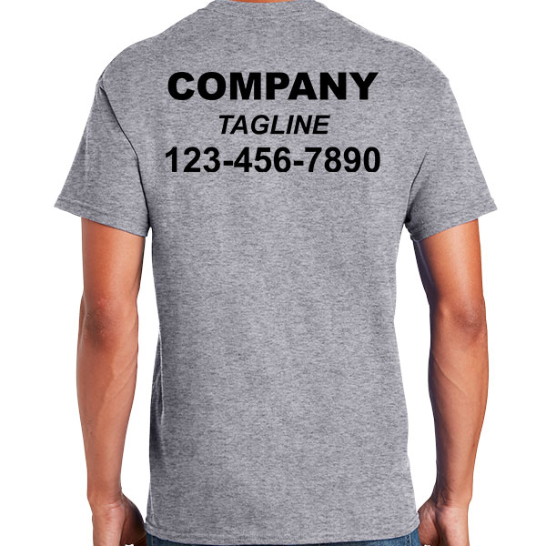 compay name, tagline and phone number custom shirt