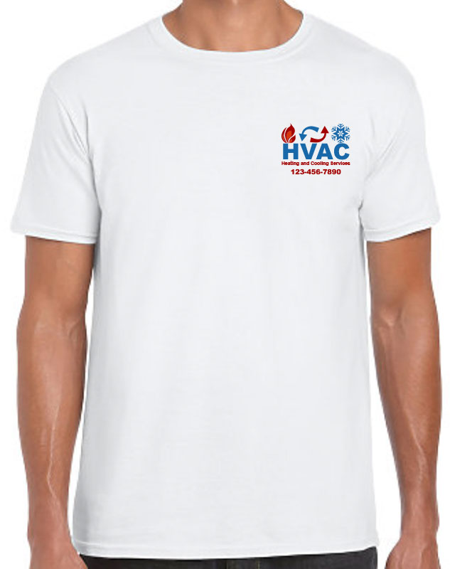HVAC Work T-Shirt with Full Color Logo with front left imprint