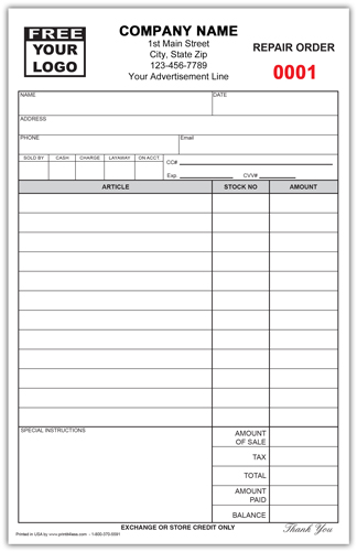 Jewelry Sales & Repair Form