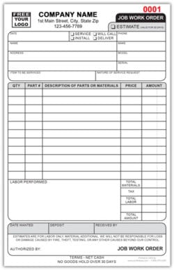 Custom Work Order Forms | Work Order Receipt | Work Order Template ...